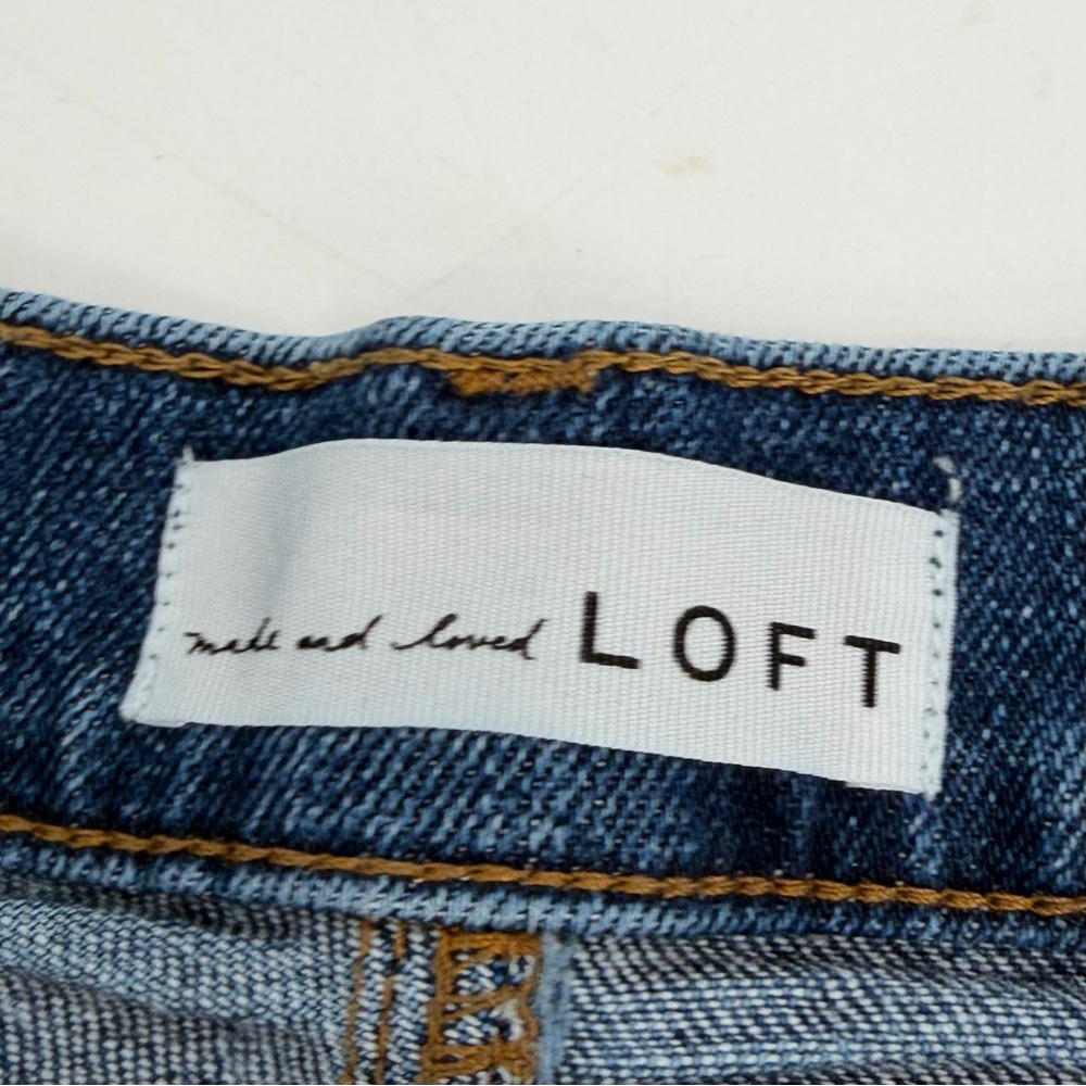 LOFT Jean Shorts Womens 12 31 Blue Denim Roll Cuff 3" Inseam Basic Summer Beach - Picture 3 of 9